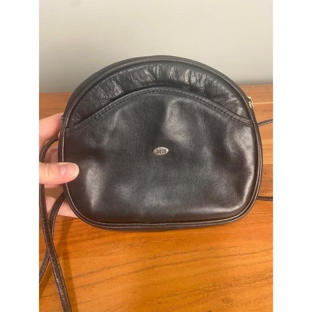 Bush Australia Kangaroo Leather Crossbody Bag Black Small Rounded Made in AU